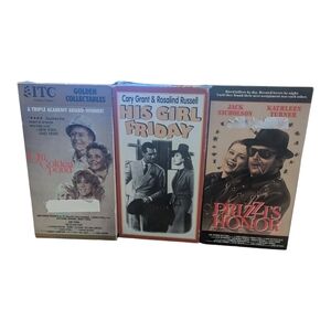 3 Classic Movies: On Golden Pond; His Girl Friday; Prizzi's Honor VHS VCR Tapes